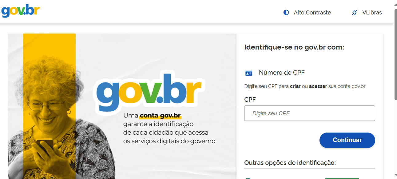 Imagem demonstra uma página de login para uma conta do governo federal