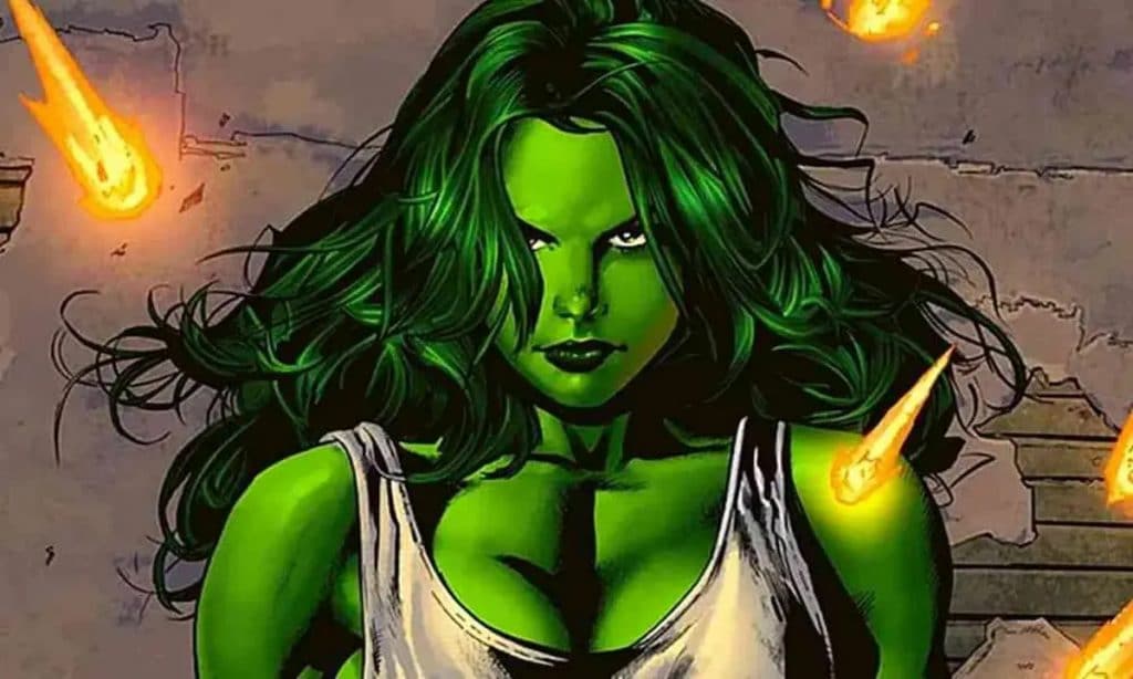 Mulher-Hulk, exibida em formato de quadrinhos