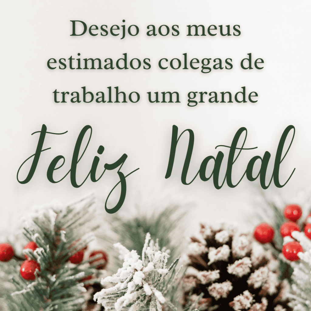 imagem mostra uma mensagem de feliz natal a colegas de trabalho com árvores de natal no fundo